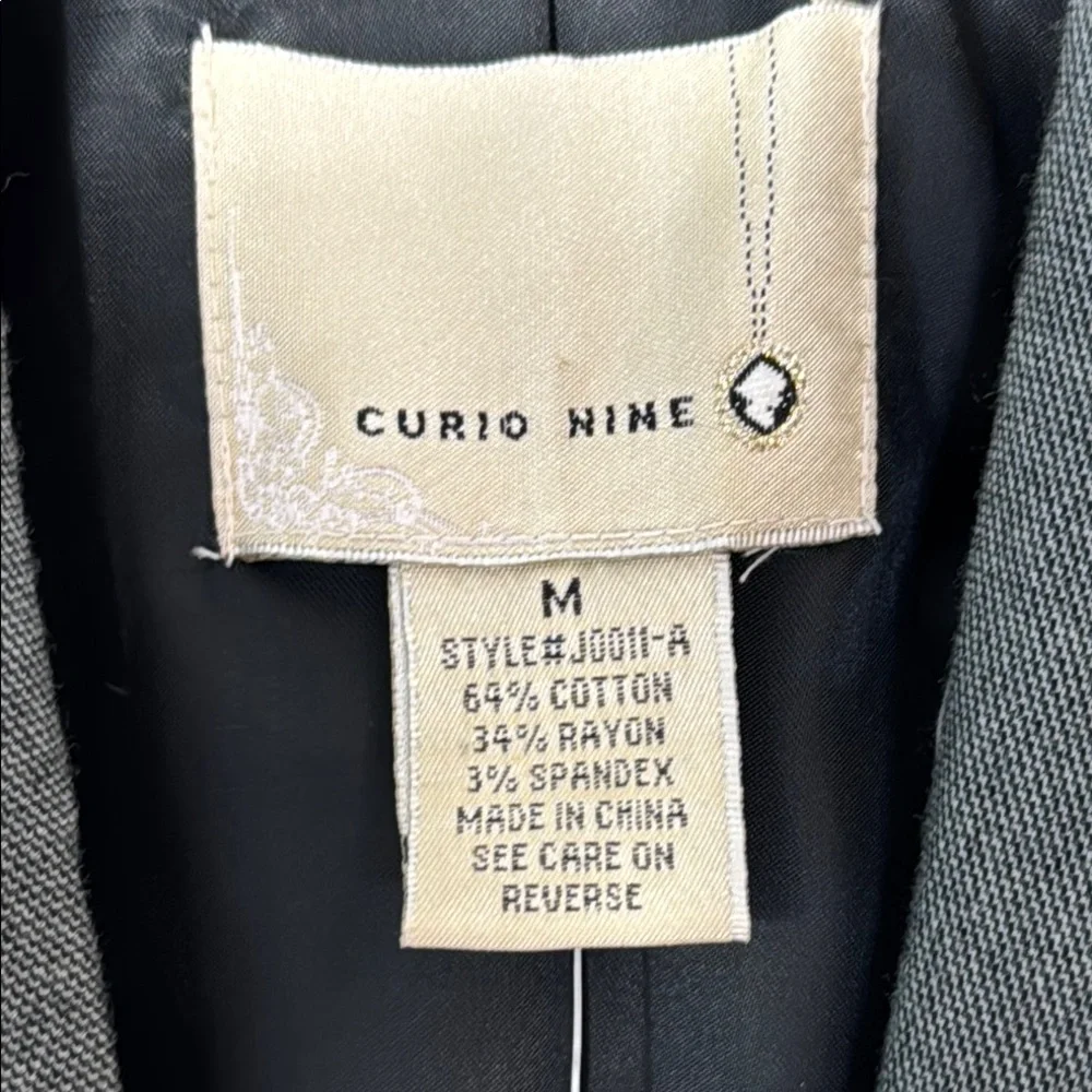 Curio Nine Blazer Grey Crop Ruched Puff‎ Sleeve in Size M  NWT